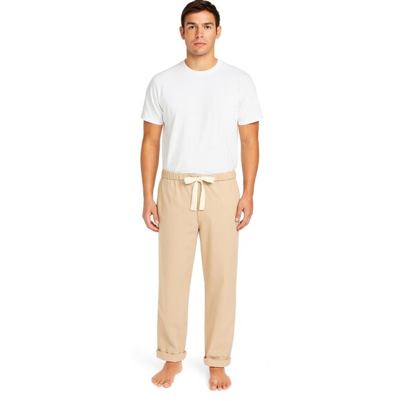 NWT Eileen Fisher Unisex Cropped Wide Leg in Twine Brushed Organic Cotton Pant M - Picture 2 of 10